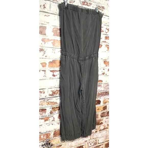 Anthropologie Cloth & Stone Pure Tencel Strapless Cropped Raw Hem Jumpsuit - Picture 2 of 12